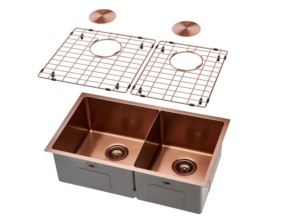 Supporting Image 02 - Memo Zenna 1 3/4 Bowl Sink Stainless Steel Nanoplated Bronze