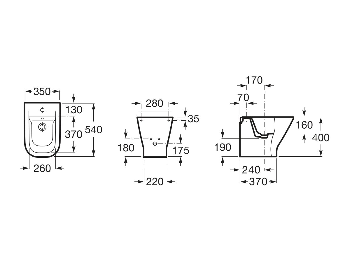 Roca The Gap Back to Wall Bidet 1 Taphole White from Reece