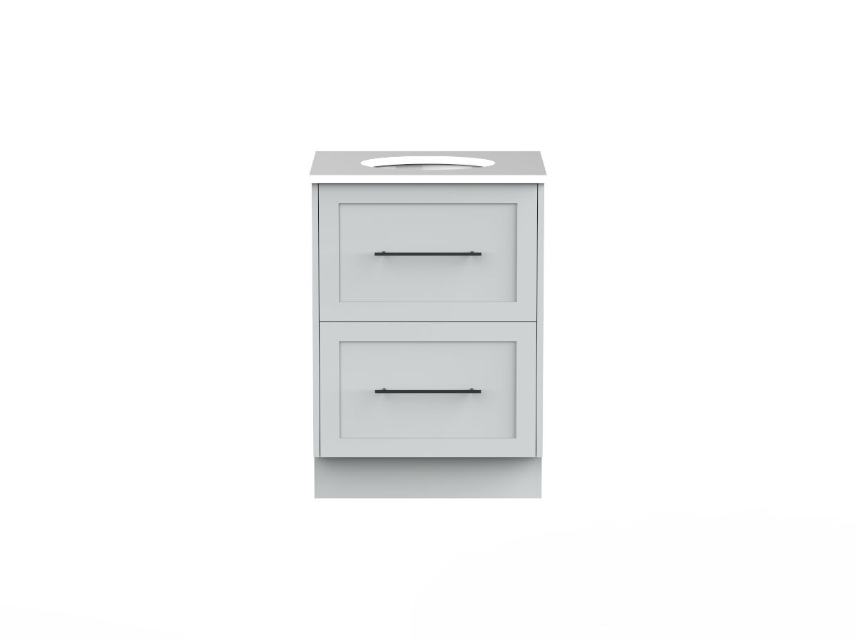 Kado Lux 600mm Vanity Unit with Kick Caesarstone Centre Bowl 2 Drawers (No Basin)