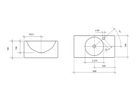 ALAPE White Wall Basin WT7 600mm with Fixing set 1 Taphole White
