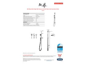 Specification Sheet - Milli Mood Edit Single Rail Shower with Wall Water Inlet Gunmetal (3 Star)