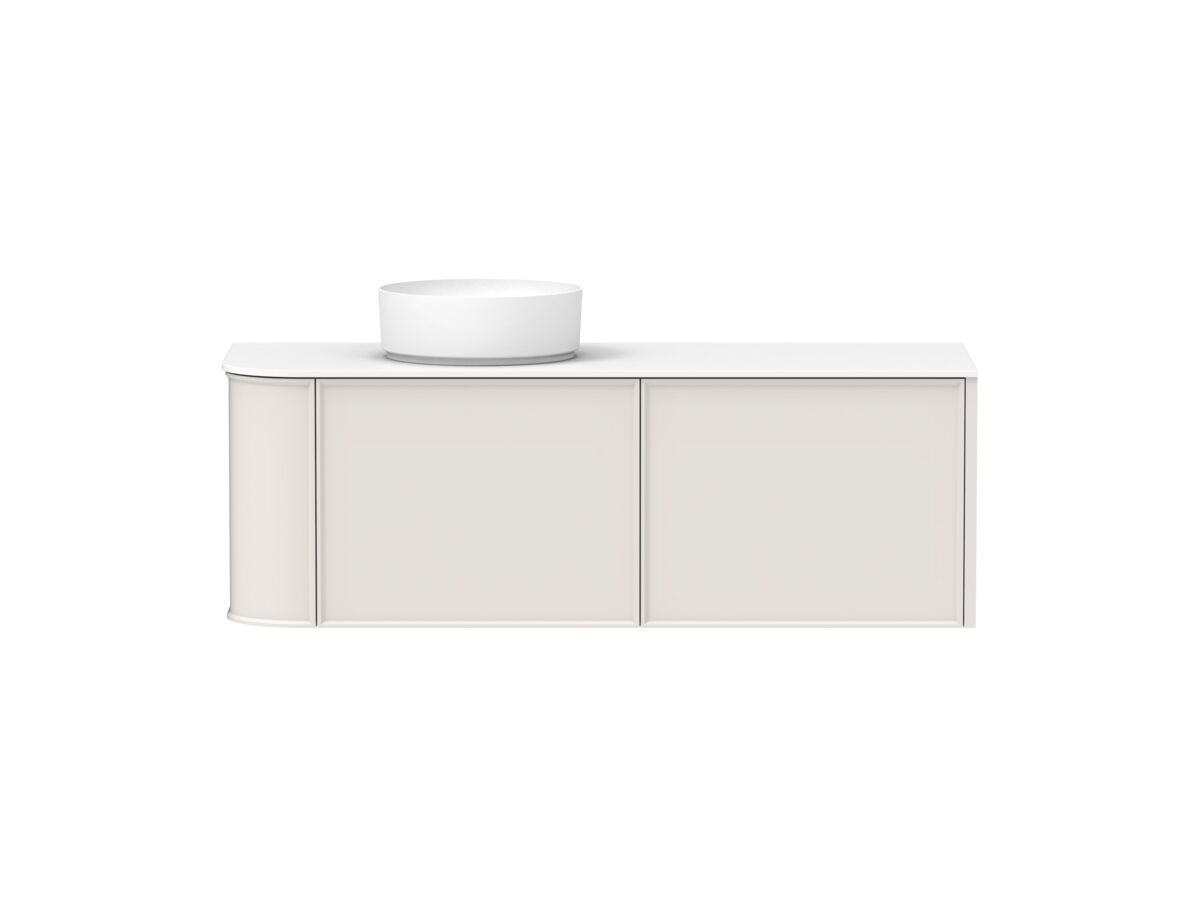 Kado Era 12mm Durasein Top Single Curve All Drawer 1350mm Wall Hung Vanity with Left Hand Basin