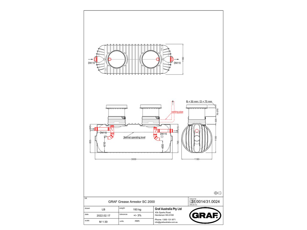Graf Grease Trap 2000 Litre Class B from Reece