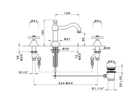 Classic Provincial Column Basin Set Chrome (4 Star)