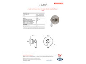 Specification Sheet - Kado Era Shower Mixer Porcelain Handle Brushed Nickel