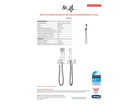 Specification Sheet - Milli Pure Round Handshower with Swivel Bracket Matte Black (3 Star)