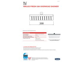 Technical Guide - Nikles Fresh Square Overhead Shower 200mm Chrome (3 Star)