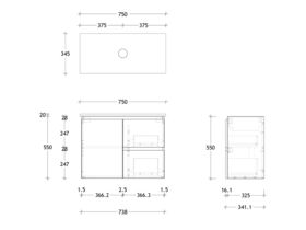 Posh Domaine Plus Ensuite 750 Wall Hung Vanity Unit Caesarstone Top