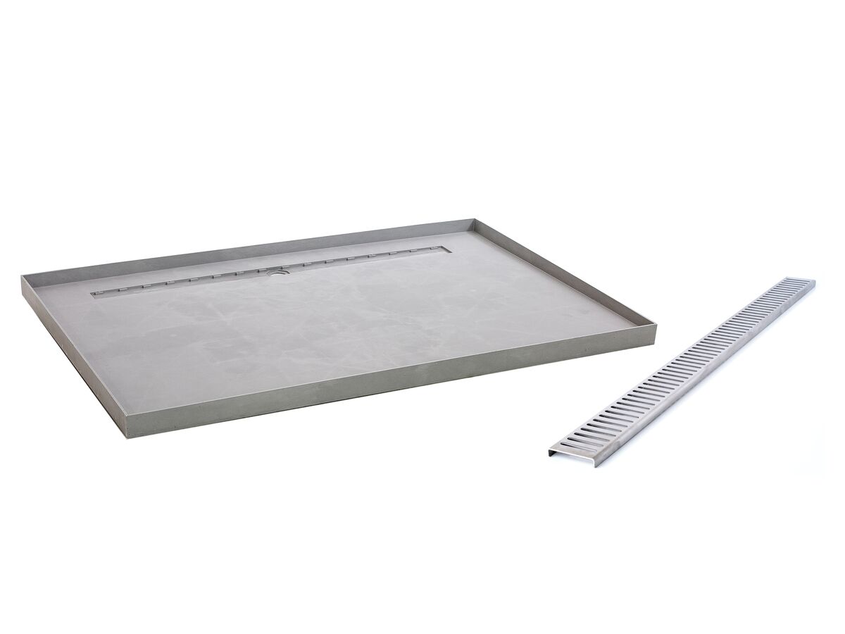 Posh Solus Tile Over Shower Tray with 1140mm Long Rear Stainless Steel