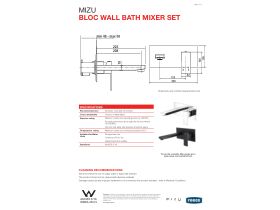 Technical Guide - Mizu Bloc Wall Bath Mixer Set Matte Black