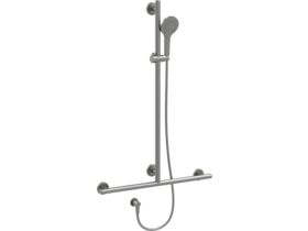 Mizu Drift 700 x 1100mm Independent T-Shower Modular Grab Rail Kit 3 function Brushed Gunmetal (5 Star)