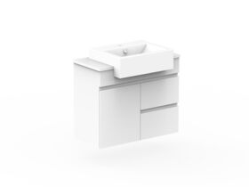 Posh Domaine Plus Semi-Recessed 750 Wall Hung Vanity Unit Caesarstone Top