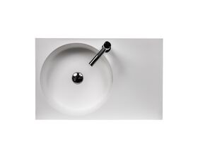 Omvivo Neo Solid Surface Wall Basin Left Hand Bowl 1 Taphole 700mm White