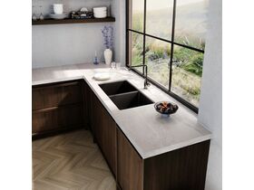 Memo Freya Double Bowl Sink No Taphole Granite Black