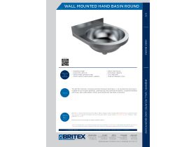 Technical Guide - Britex Wall Mounted Round Basin Stainless Steel