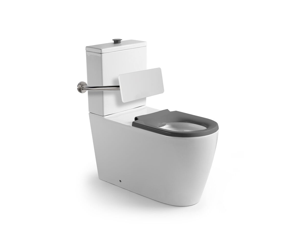 Wolfen 800 Close Coupled Back to Wall Toilet Suit Single Flap Seat with Back Rest Grey (4 Star)