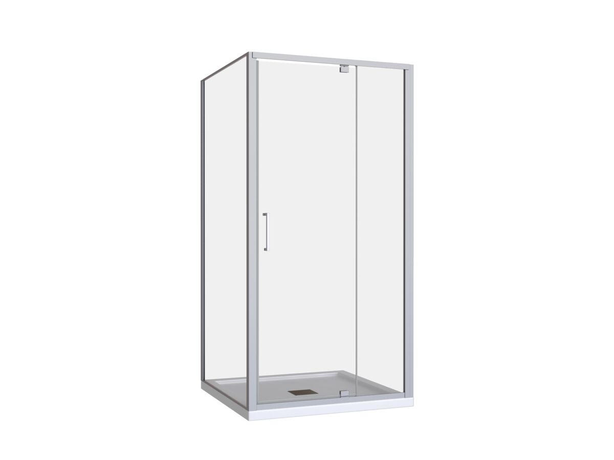 Base MKII Shower Screen & Shower Base with Centre Outlet 1000mm x 1000mm White & Chrome