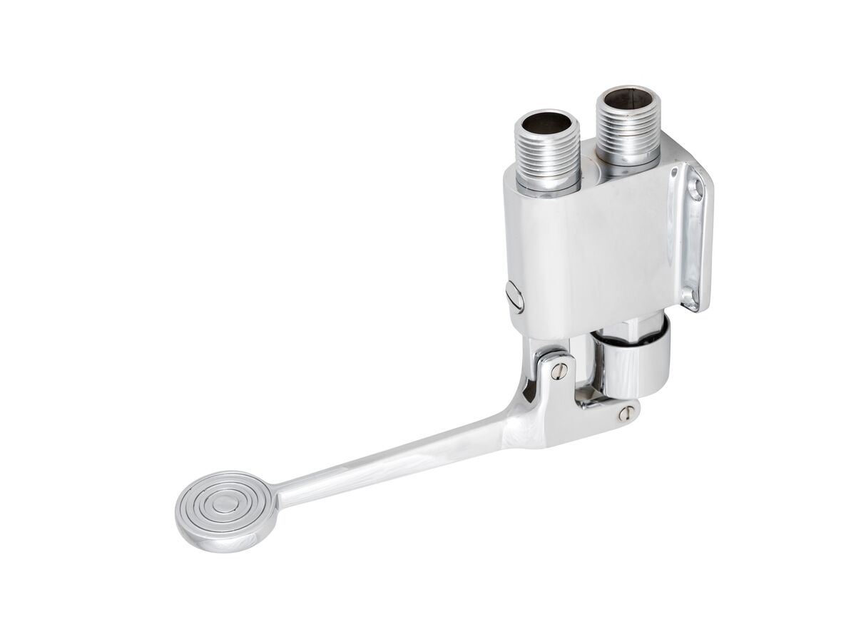 Wolfen Foot Operated Pedal Valve Wall Mount Chrome