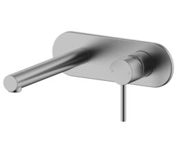 Mizu Drift Wall Basin/Bath Mixer Set Straight Spout Brushed Gunmetal (6 Star)
