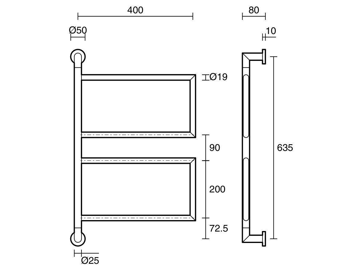 Milli Mood Edit Swivel Heated Towel Rail 400 x 635mm Chrome from Reece