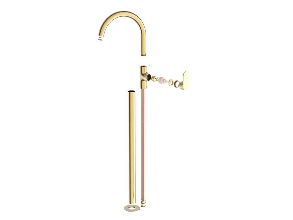 Hero - Mizu Soothe MK2 Floor Mounted Bath Mixer & Outlet Trimset Brushed Brass