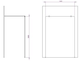 Kado Lux Fixed Shower Screen Panel Double Entry and Wall Support 1400mm Chrome