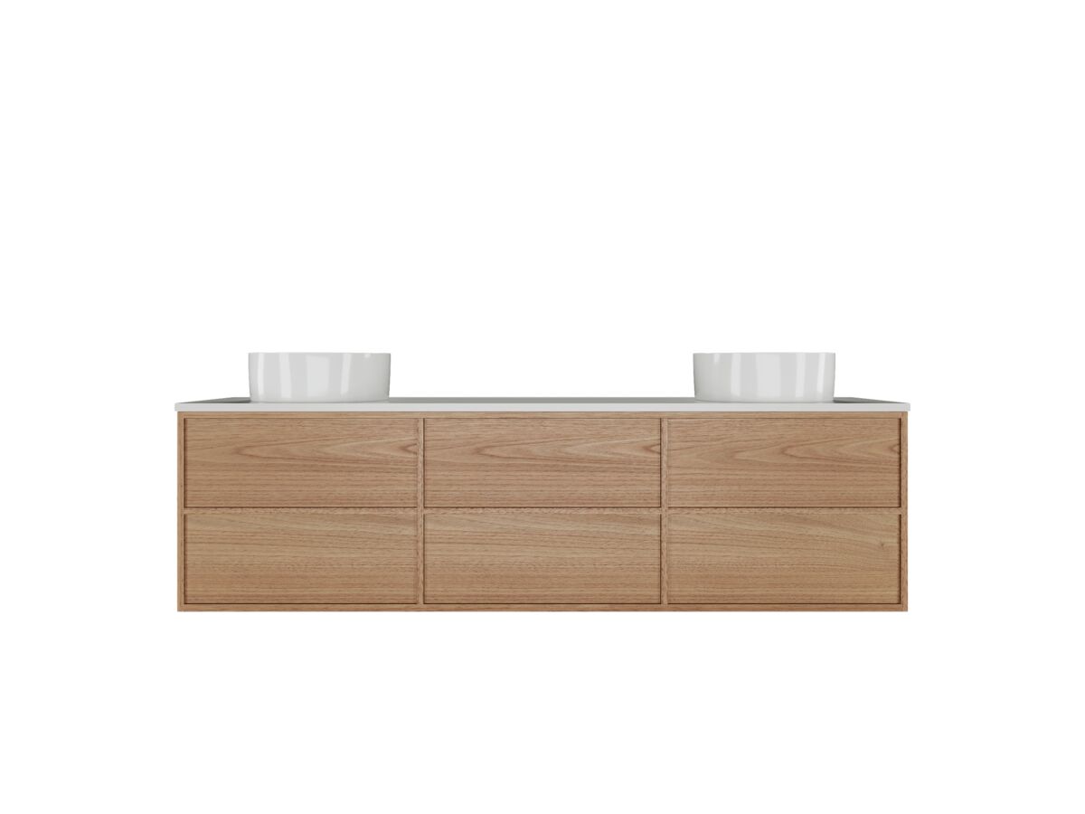 Kado Aspect Wall Hung Vanity Unit 1800mm Double Bowl 6 Drawer Corian 20mm Top