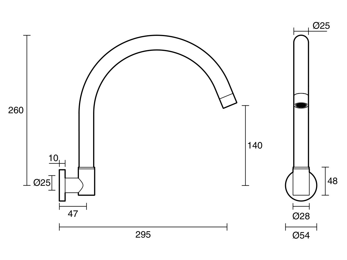 Technical Drawing - Scala Wall Spa Outlet Curved