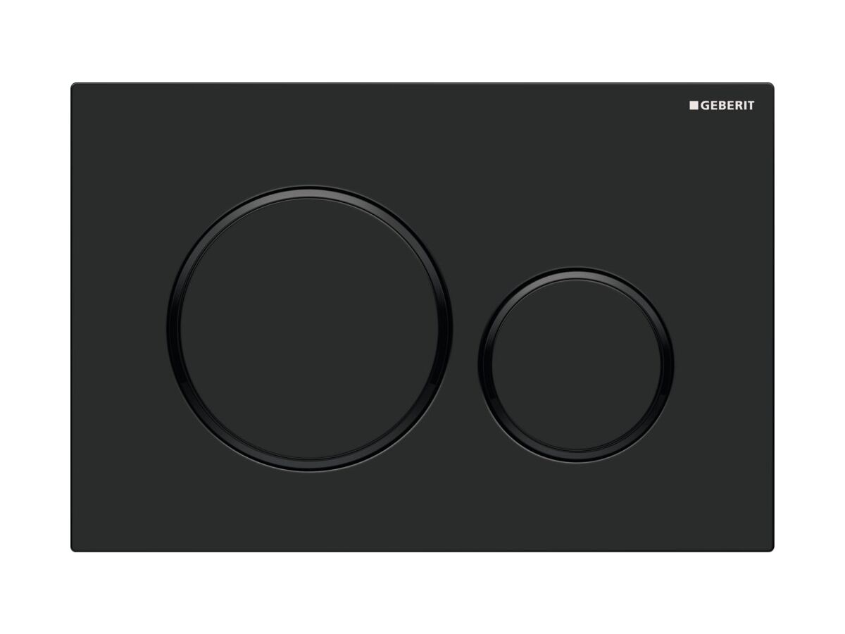 Geberit Sigma 20 Dual Flush Buttons Matte Black Button with Polished Black Bezel and Matte Black Trim