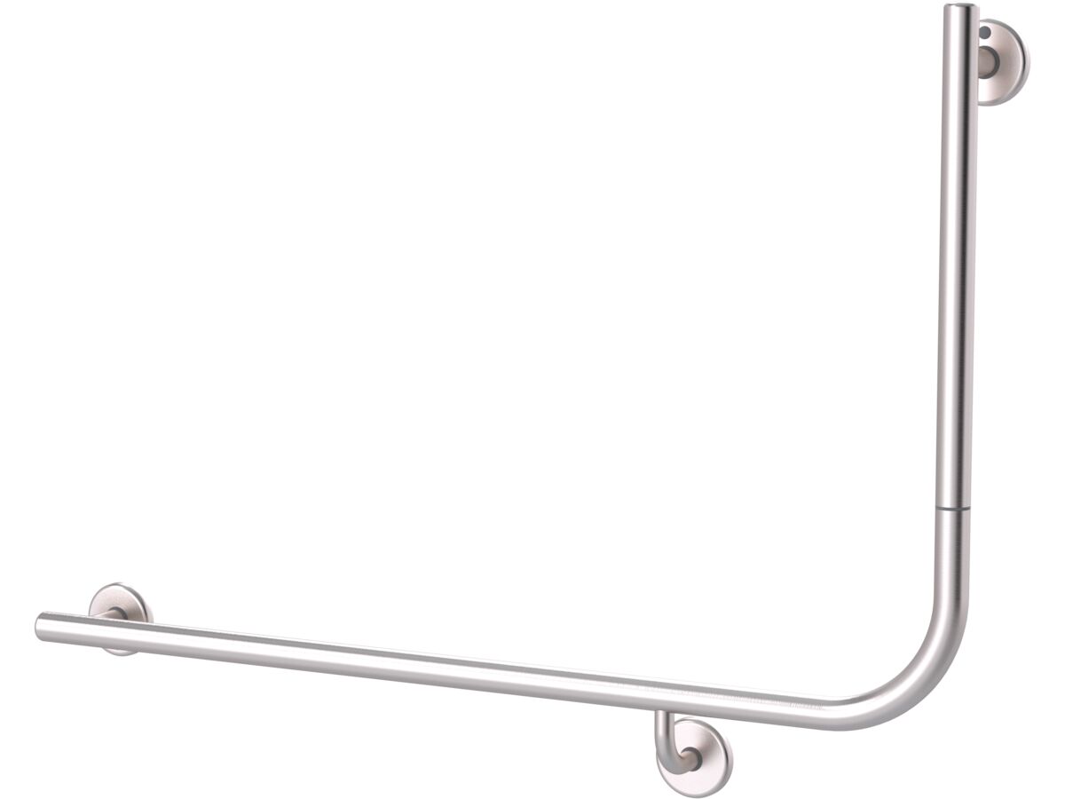 Mizu Drift 935mm x 600mm x 90 Degree Accessible Toilet Grab Rail Modular Left Hand Brushed Stainless