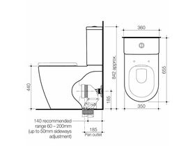 Caroma Urbane II Cleanflush Wall Faced Close Coupled Bottom Inlet 4S Toilet Suite + Vogue Soft Close Seat