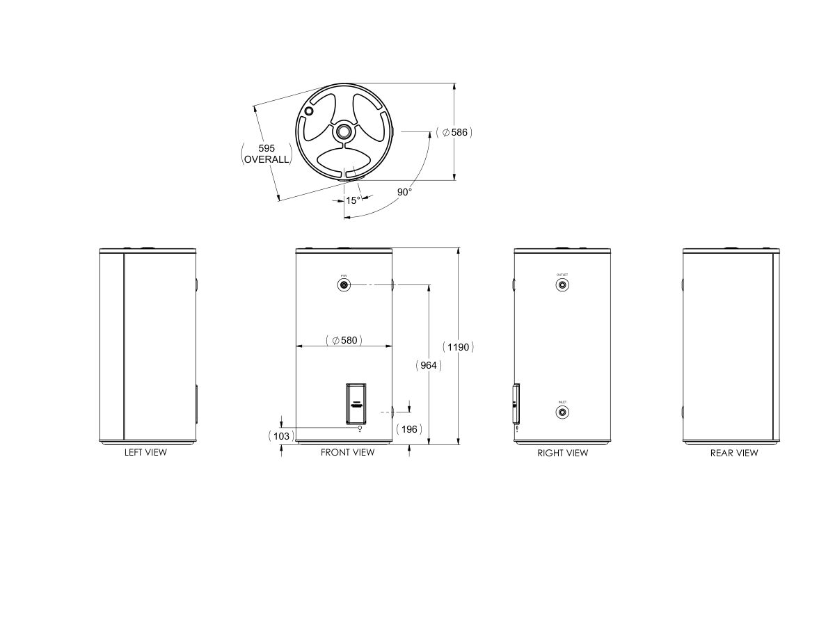 Thermann Squat Electric Hot Water Unit Single Element 180L 3kW from Reece