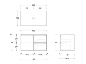 Posh Domaine 900mm Wall Hung Vanity Unit Conventional Friday Top (no basin)