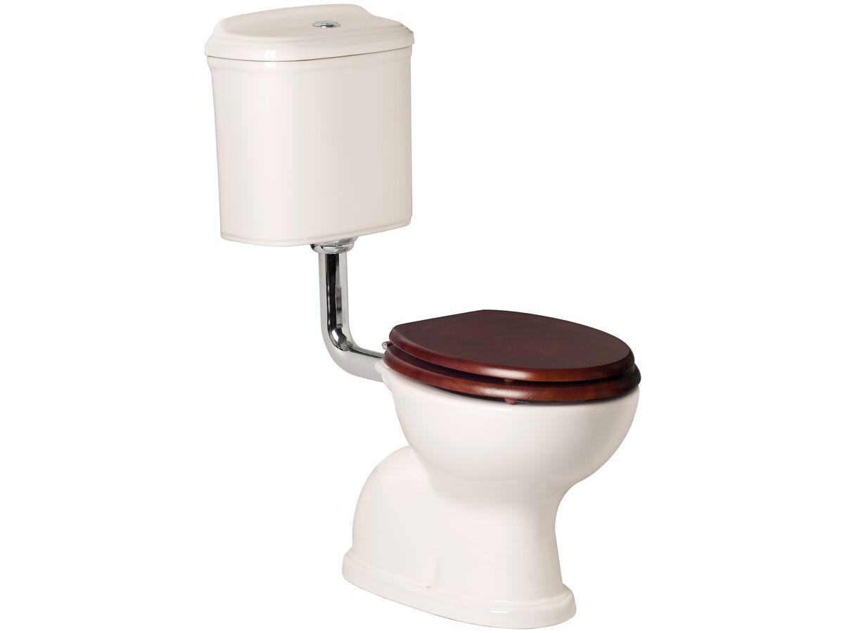 Posh Canterbury Low Level Toilet Suite with Oak Cherry Seat White (4 Star)