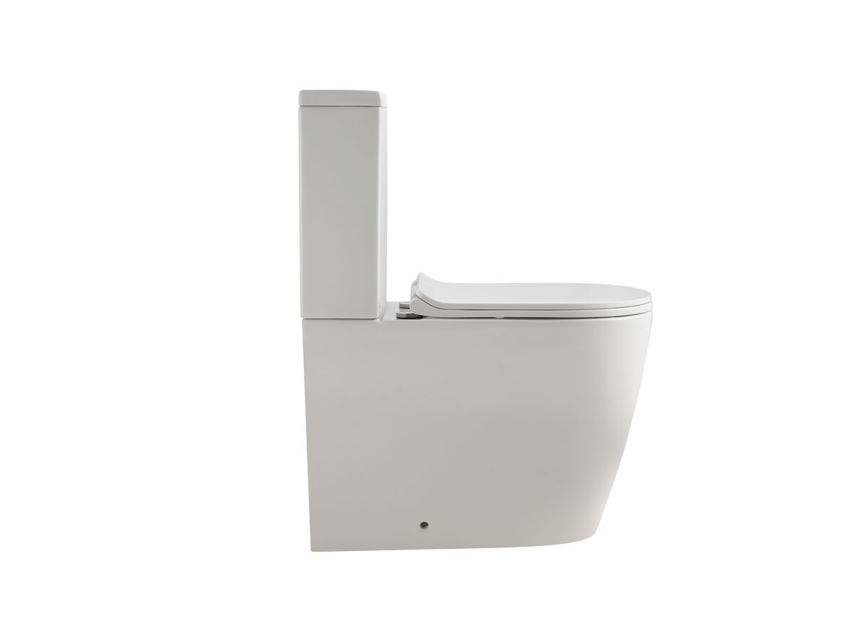 Kado Lux Close Coupled Back To Wall Rimless Overheight Back Inlet Toilet Suite with Thin Soft Close Quick Release Seat (4 Star)
