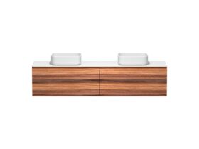 Kado Arc Timber All Drawer 1800mm Double Bowl Vanity Unit Corian Top Red Tulip