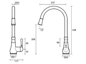 Milli Voir Gooseneck Pull-Out Sink Sink Mixer Tap (4 star)