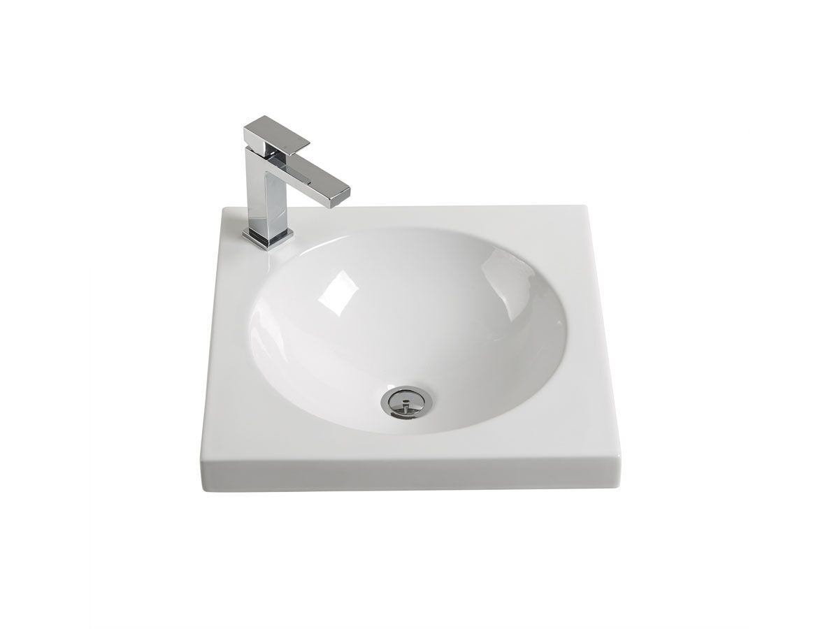 Kado Lux Square Semi inset Basin 1 Taphole White