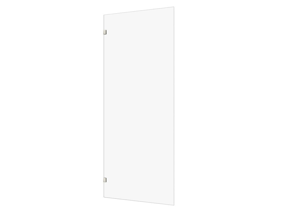 Hero - Kado Lux Frameless Rectangular Panel with Wall Clips Clear Glass 900mm Brushed Nickel