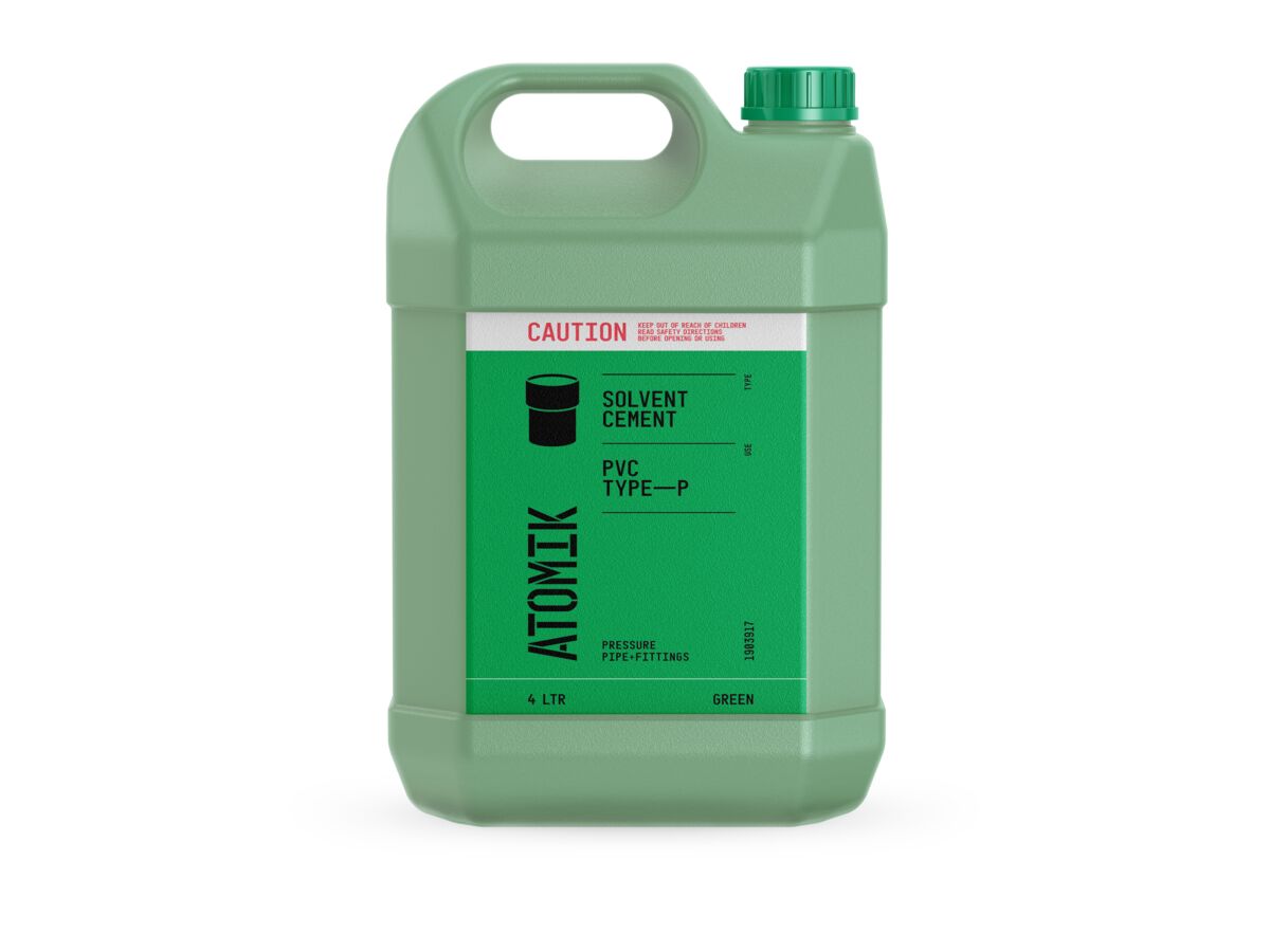 Atomik Solvent Cement PVC Pressure Green 4Ltr from Reece