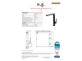 Specification Sheet - Milli Glance Sink Mixer Tap Matte Black (5 Star)