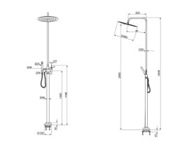 Milli Inox Freestanding Rail Shower & 300mm Overhead Stainless Steel (3 Star)