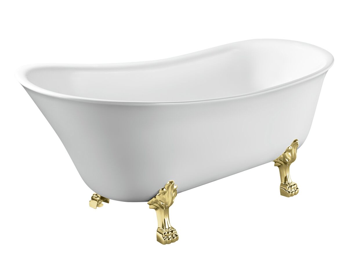 Kado Era Freestanding Bath 1700mm White with Gold Claw Feet from Reece
