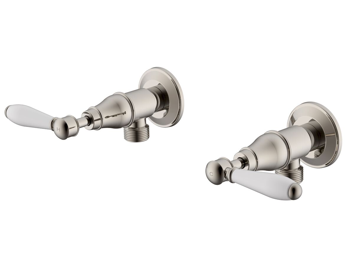 Milli Voir Washing Machine Stops Lever Porcelain Brushed Nickel from Reece