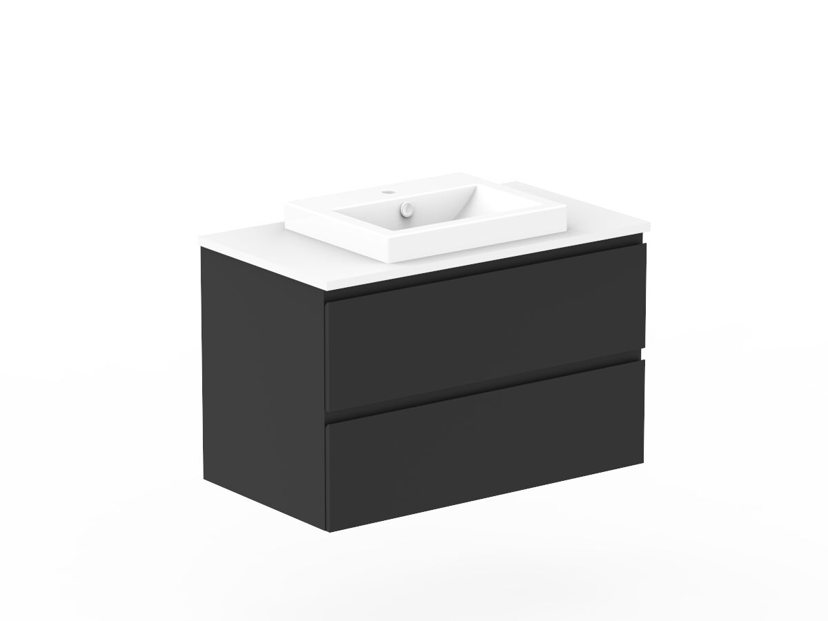 Posh Domaine Plus 900mm Wall Hung Twin Vanity Unit AllDrawer Cherry Pie Top (no basin) from Reece