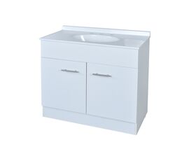 Base 2 Door Vanity Unit with Kick 3 Tapholes 910mm White