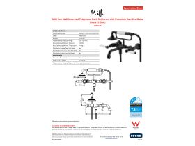 Specification Sheet - Milli Voir Wall Mounted Telephone Bath Set Lever with Porcelain Handles Matte Black (3 Star)