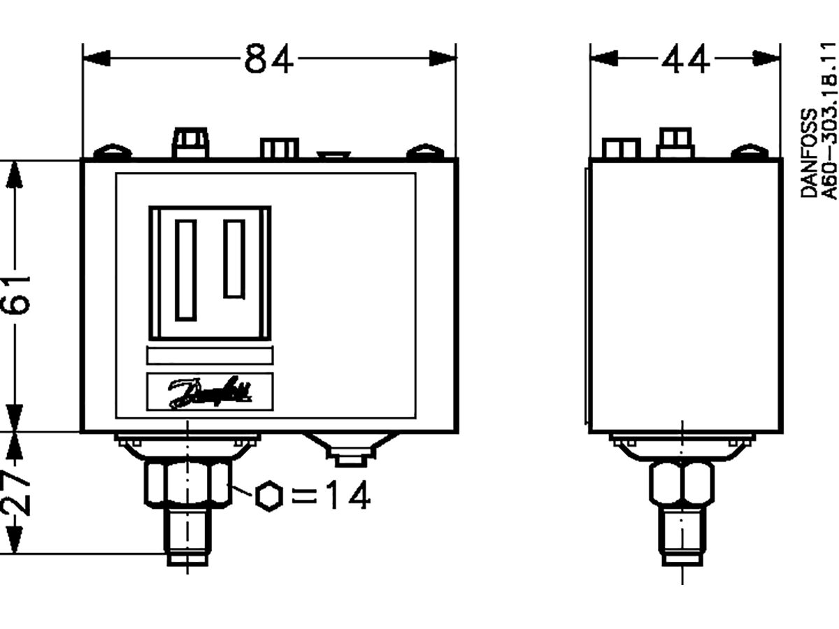 Danfoss R717 Low Pressure Control KP1A 060116166 from Reece