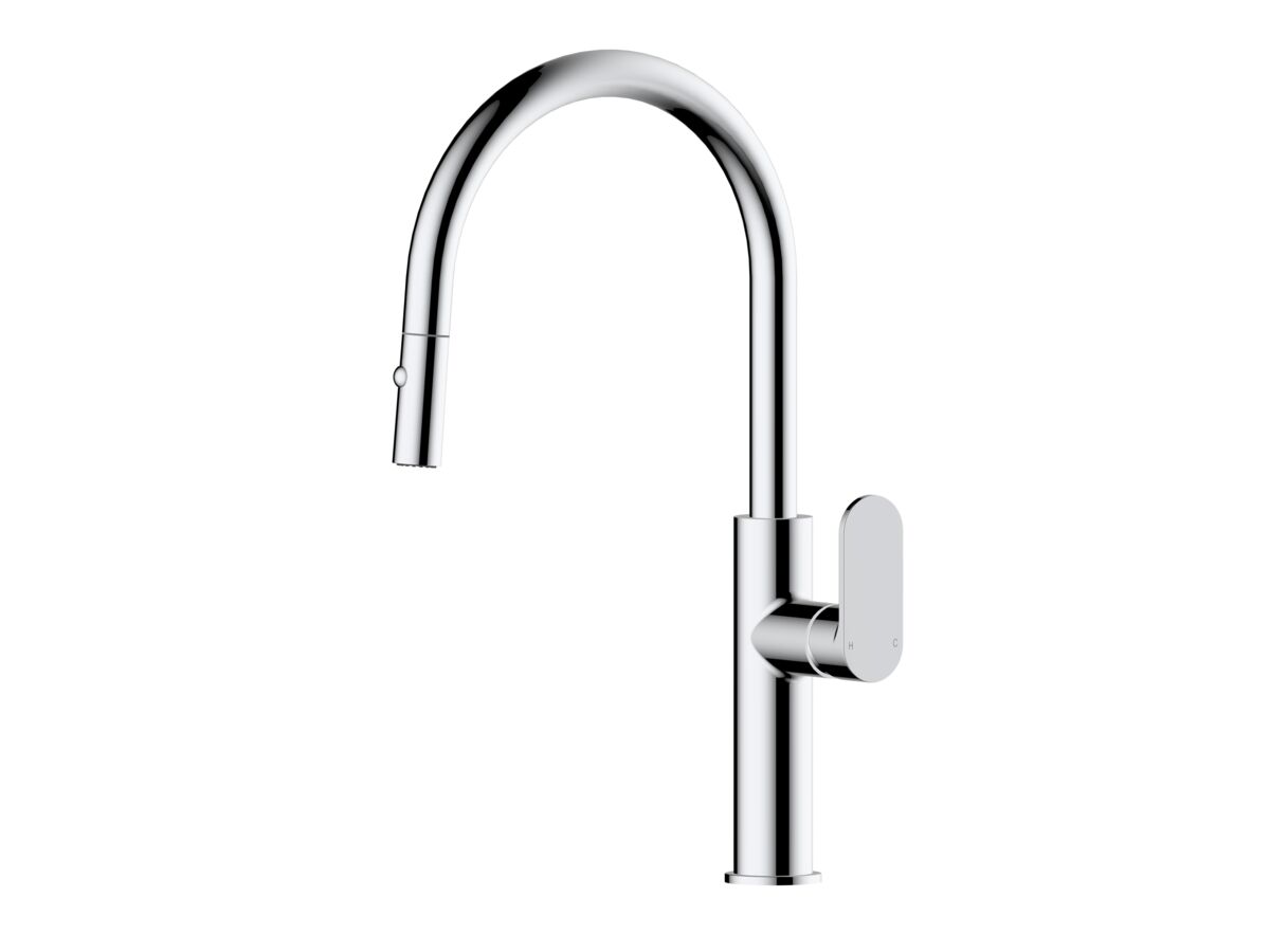 Hero - Mizu Soothe MK2 Gooseneck Pull Out Sink Mixer Curved Chrome (5 Star)