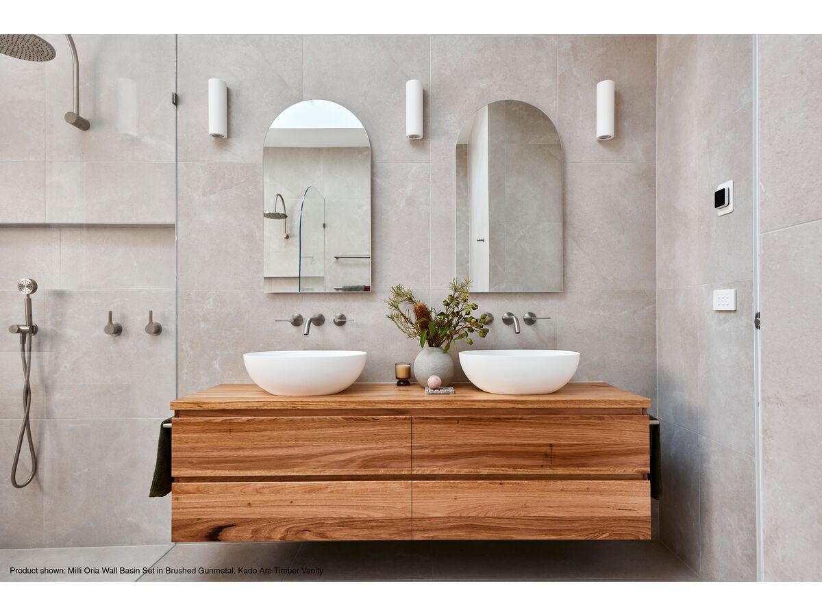 Milli Oria Wall Basin Set & Kado Arc Timber Vanity